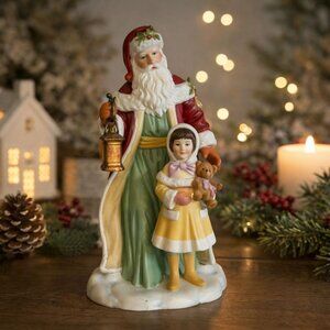 Avon 1995 Santa & Child Figurine Collectible Porcelain Christmas Vintage 7.5"